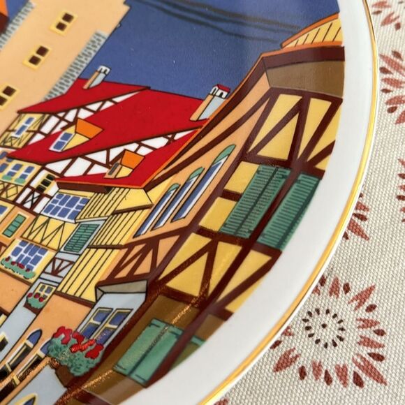 Schmidt Porcelain Plate Decorative Village Scene Leart - Picture 10 of 10